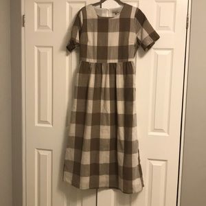 Roolee Brown Buffalo Plaid Short Sleeve Midi Dress